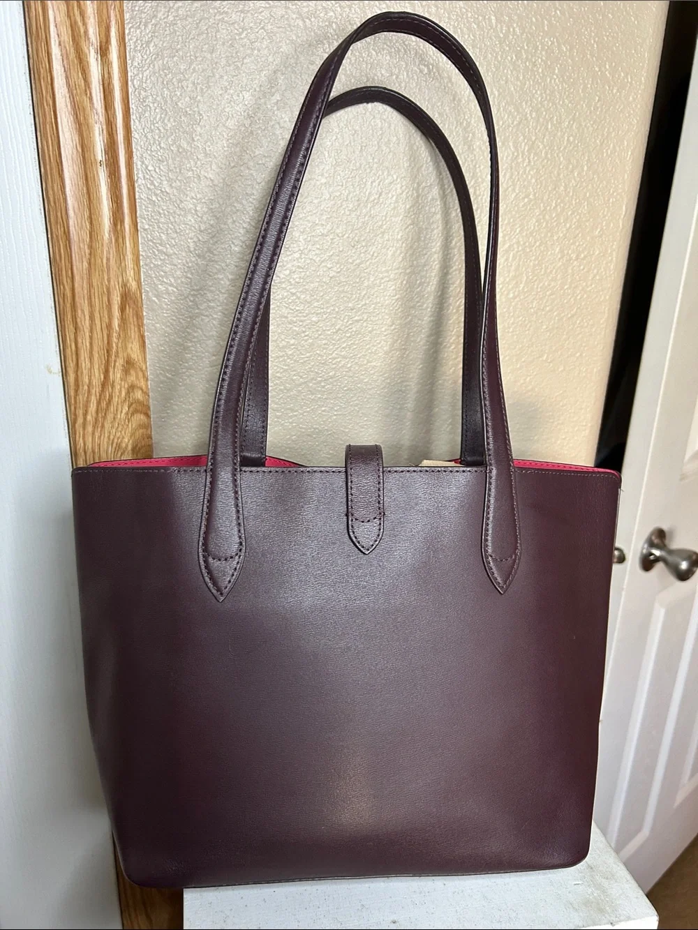 KATE SPADE Kaci Chocolate Cherry Leather Large Tote Bag